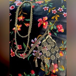 Vintage Crown Trifari Silver Double Chain Necklace